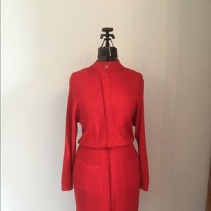 Ladies St. John Marie Grey Red knit Dress size 10